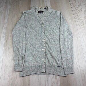 Barbour Womens Gray Long Sleeve Tight Knitted Modest Cardigan Sweater Size 10